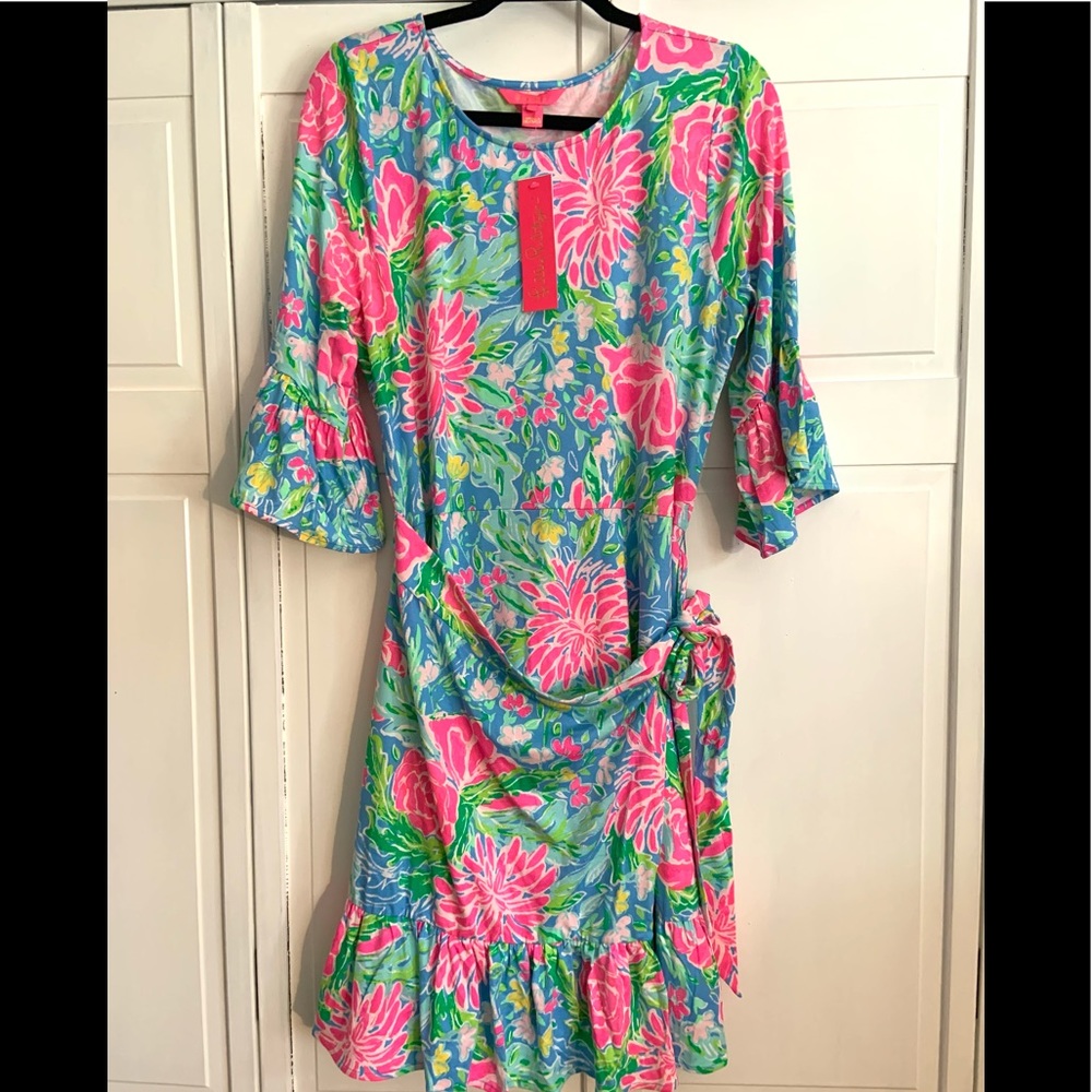 Lilly Pulitzer dress w/wrap front. Size XL New/tags. Perfect condition
